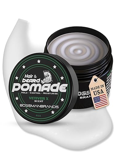 Bossman Pomada para cabello y barba, hidratante con mayor sujeción y control, producto para peinar cabello, barba y bigote para hombre, fabricado en