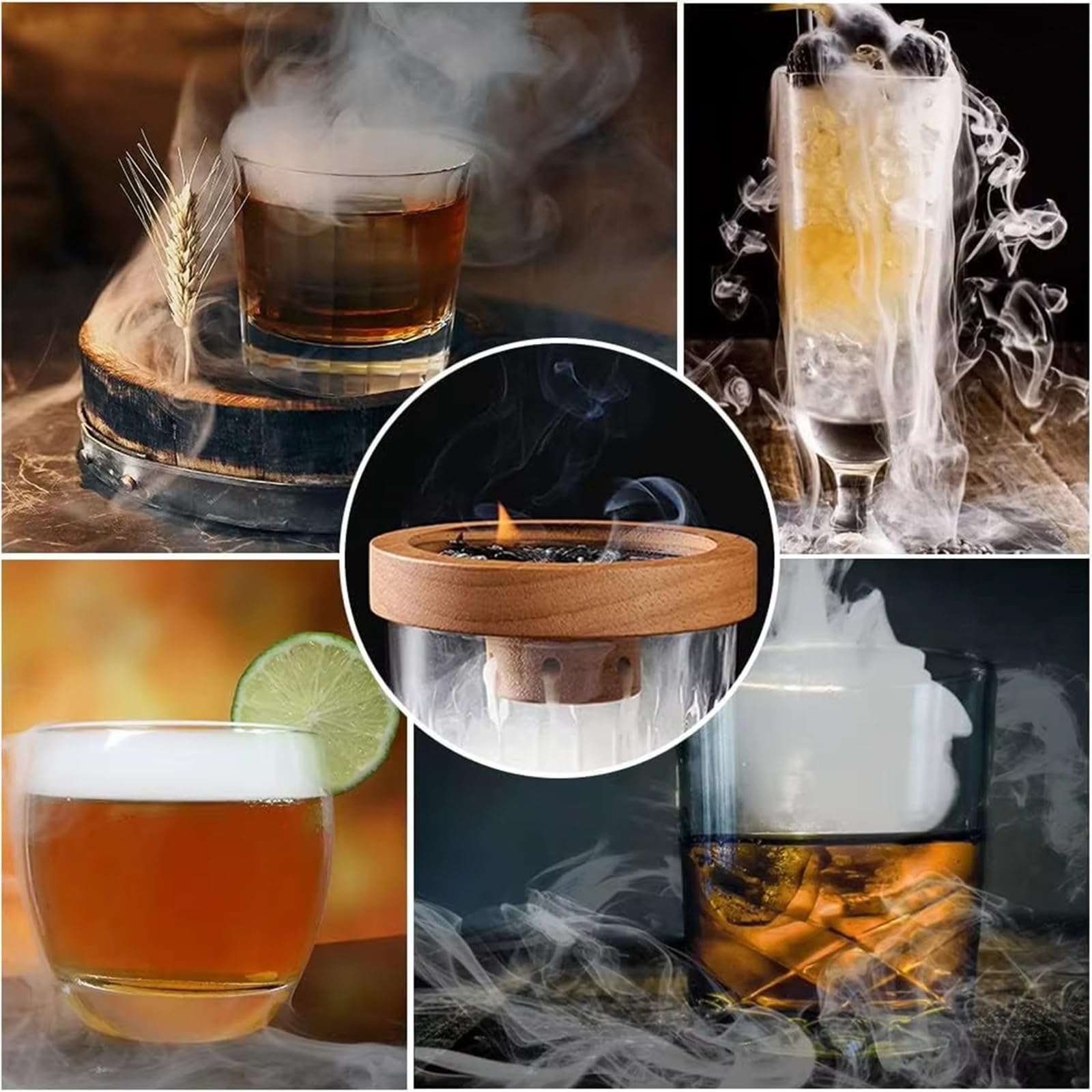 Whiskey Smoker Kit mit 4 Holzchips, Altmodisches Whiskey-Getränke-Smoker-Set, Rauchige Wein Whiskey Cocktails, Geschenk für Vater, Ehemann und Cocktail-Liebhaber