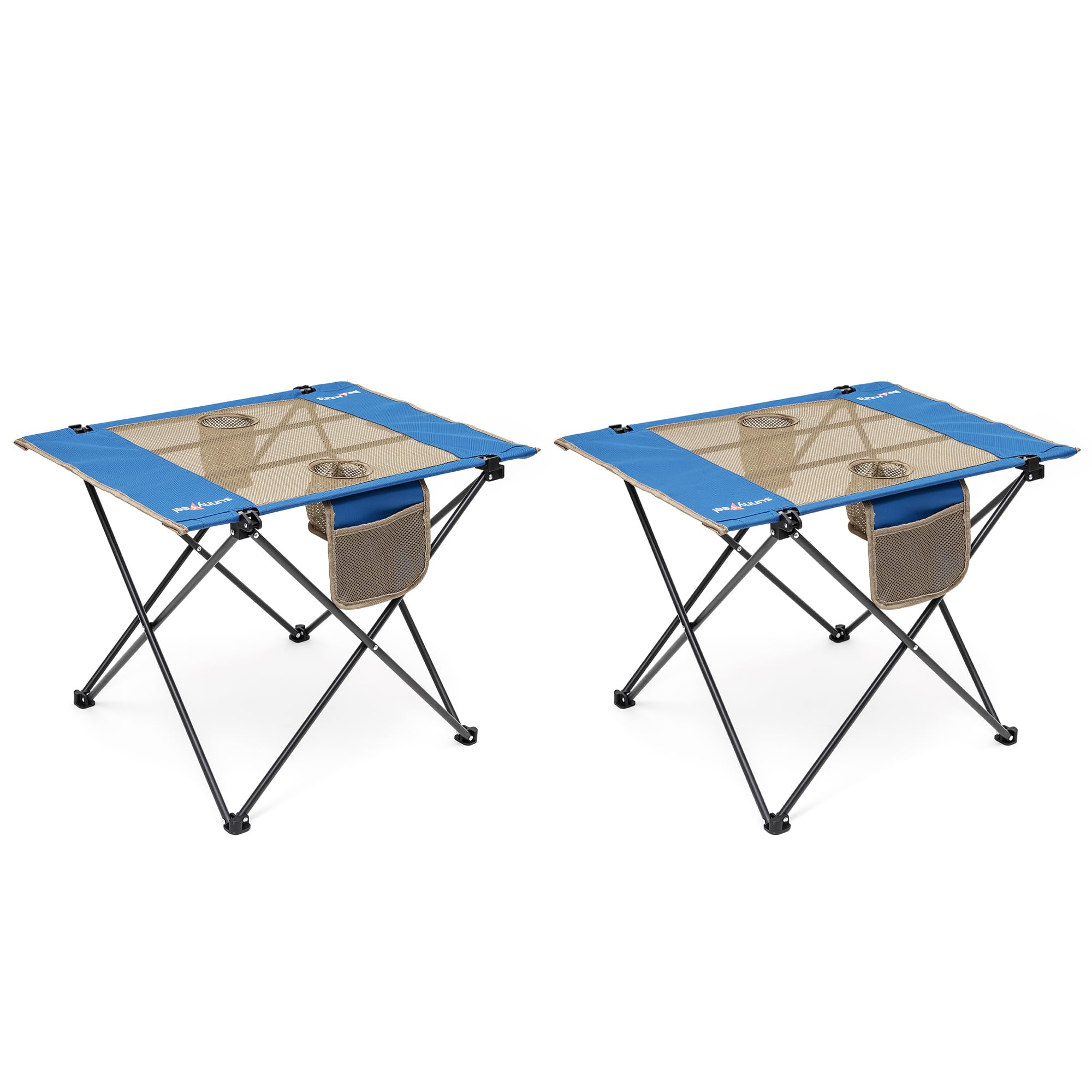 SUNNYFEEL Outdoor Folding Table | Roll Up Top Collapsible Portable Beach Table, Lightweight Mesh Compact Camping Table with Carry Bag for Picnic/Cooking/Travel/BBQ, 62 LBS Capacity 2PC