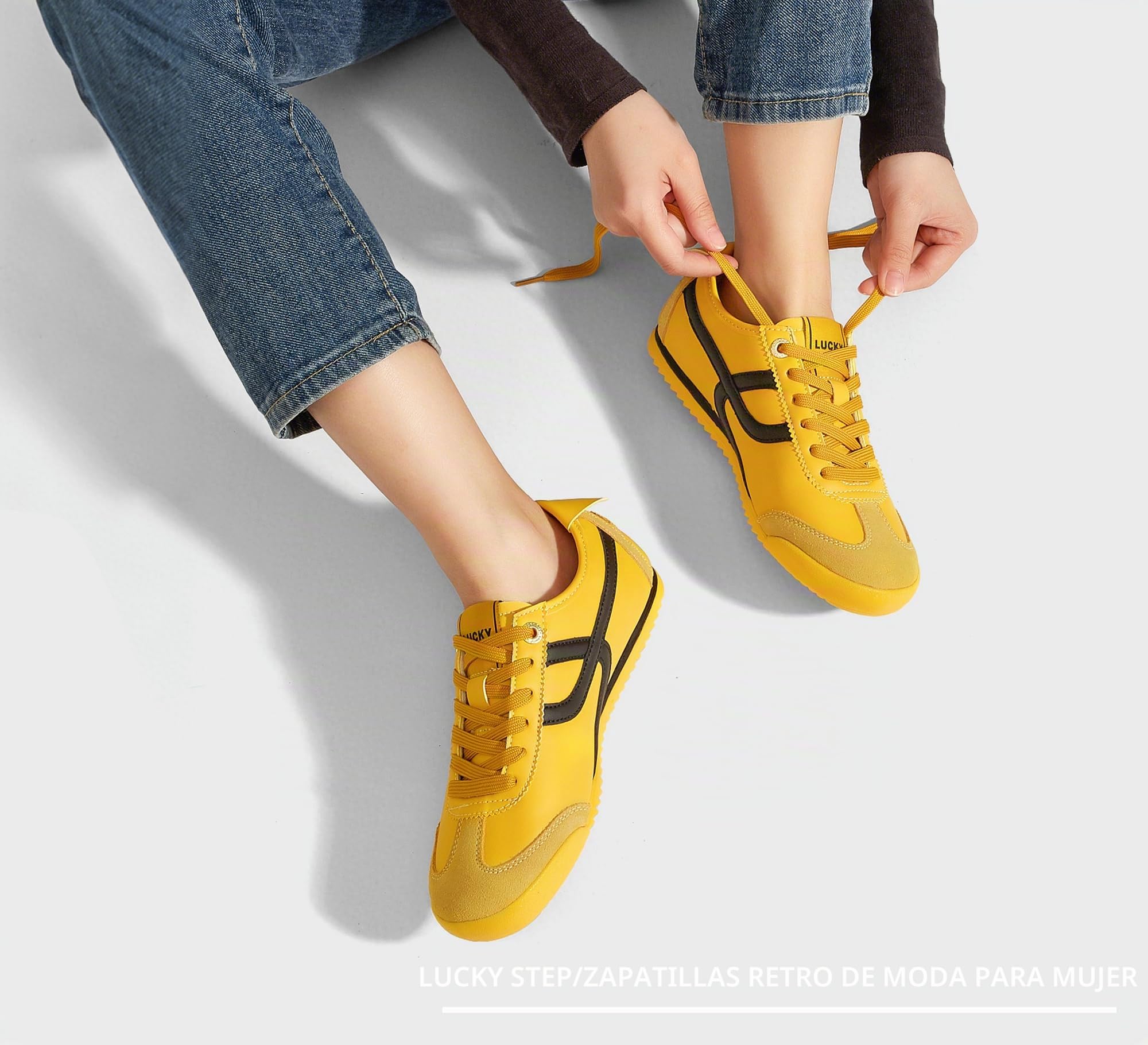 LUCKY STEP Zapatillas Ligeras Retro para Mujer - Diseño de Suela Fina Flexible y Malla Transpirable, Zapatos de Ocio para Caminar por la Ciudad y Hacer Deporte | Zapatillas ligeras para caminar, tenis, gimnasio, entrenamiento, clásicas, cómodas