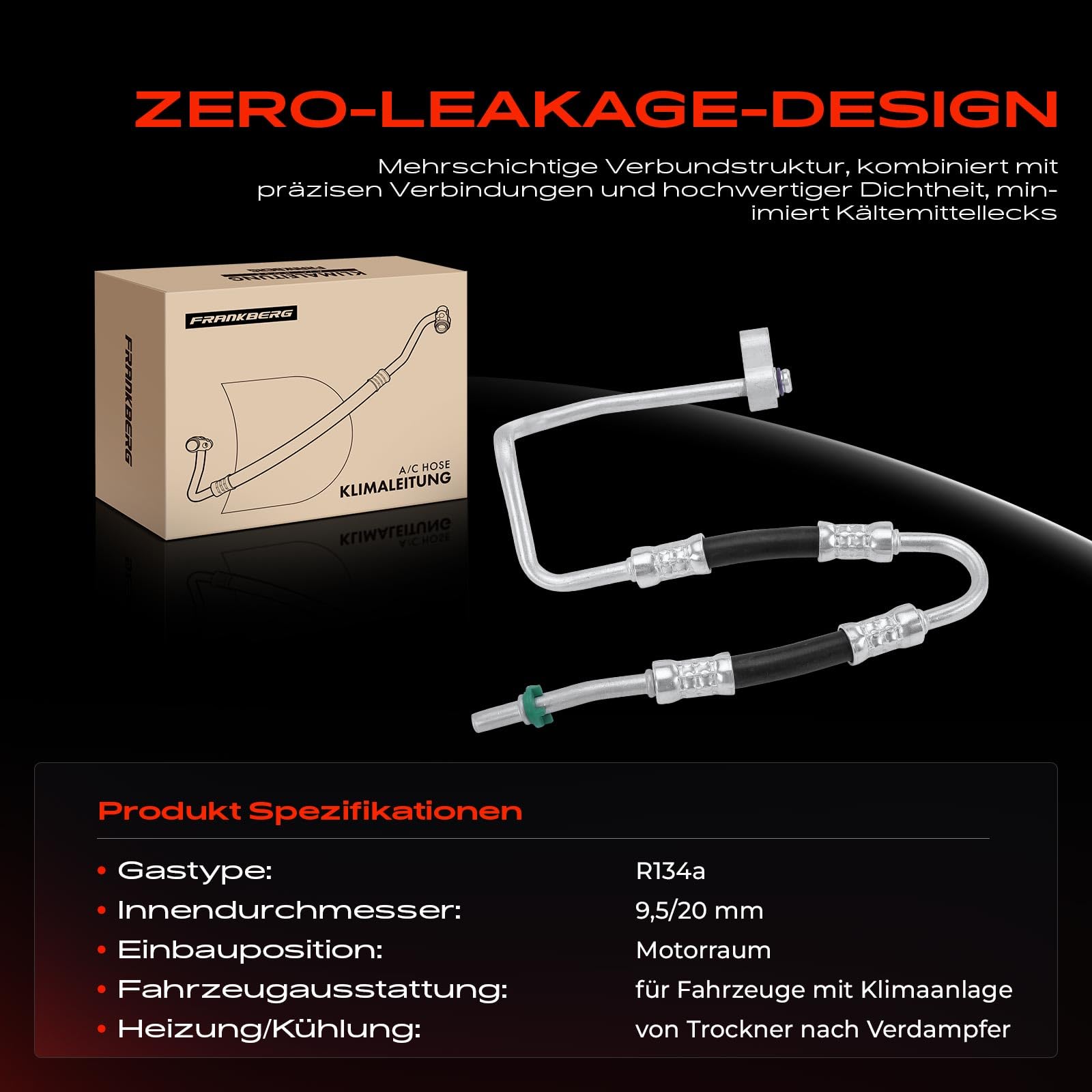 Frankberg Klimaleitung Klimaschlauch Druckleitung Kompatibel mit Cordoba 6L2 1.2L-2.0L 2002-2009 Ibiza III 6L1 1.2L-2.0L 2002-2009 Replace# 3C0820741AJ