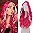 Hot Pink Wig-Long pink Wigs for Women Natural Wavy Synthetic Wig Heat Resistant Fiber Wigs for Daily Party Halloween Cosplay