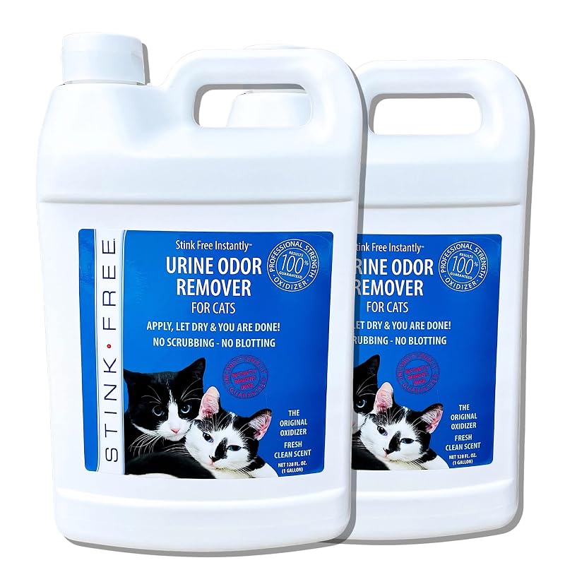 Removedor de odor de urina de gatos com fórmula oxidante Stink Free para carpetes, tapetes e colchões, 2 galões (7,57 L)