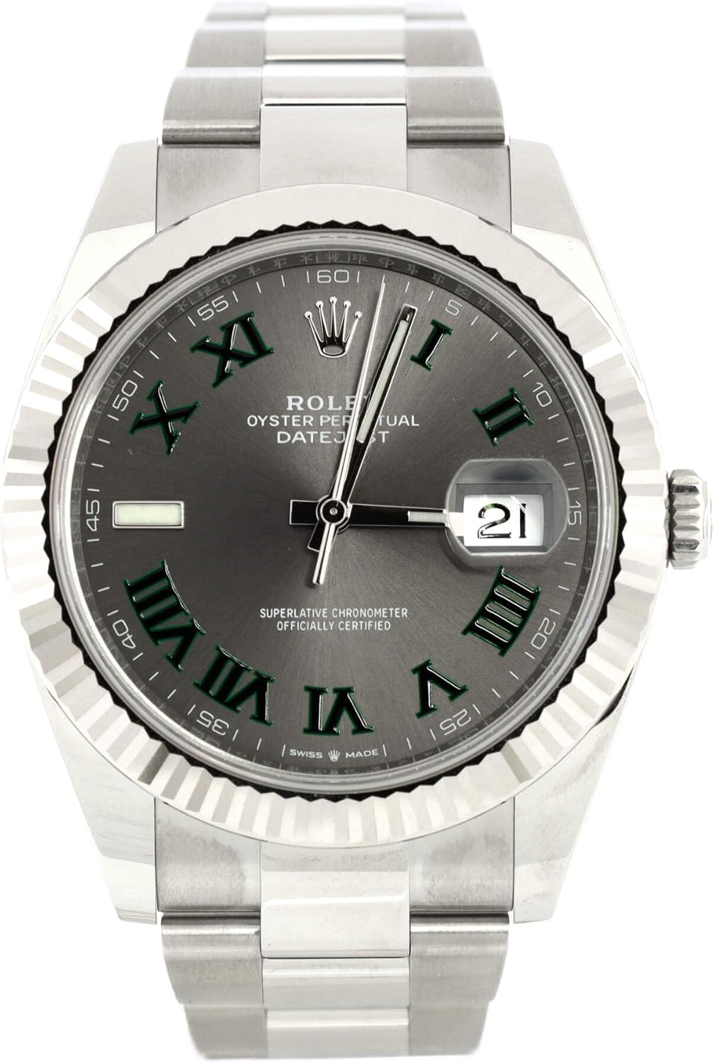 Pre-Loved Oyster Perpetual Datejust Wimbledon Automatic Watch Stainless Steel and White Gold 41 - Image 1 of 5