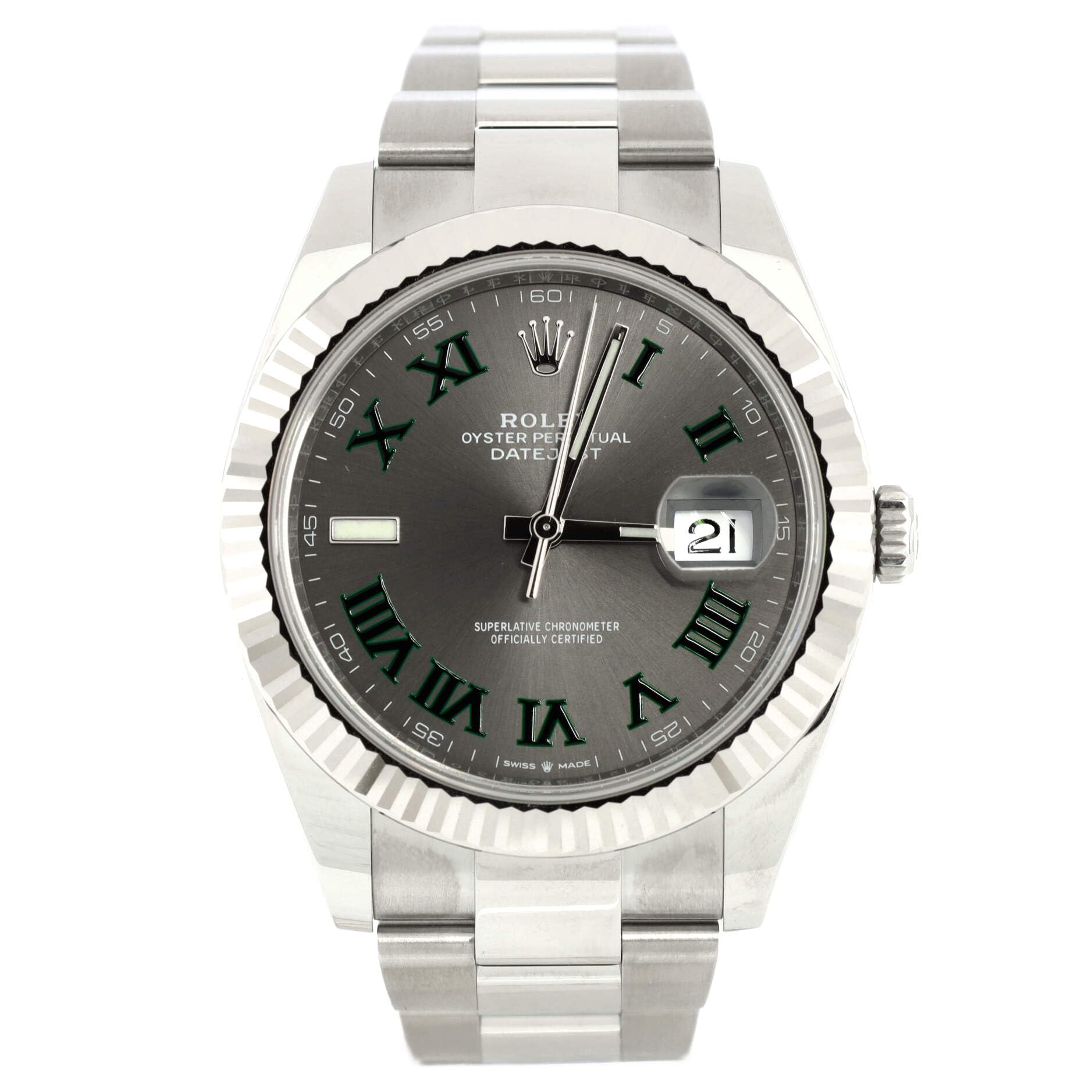 RolexPre-Loved Oyster Perpetual Datejust Wimbledon Automatic Watch Stainless Steel and White Gold 41