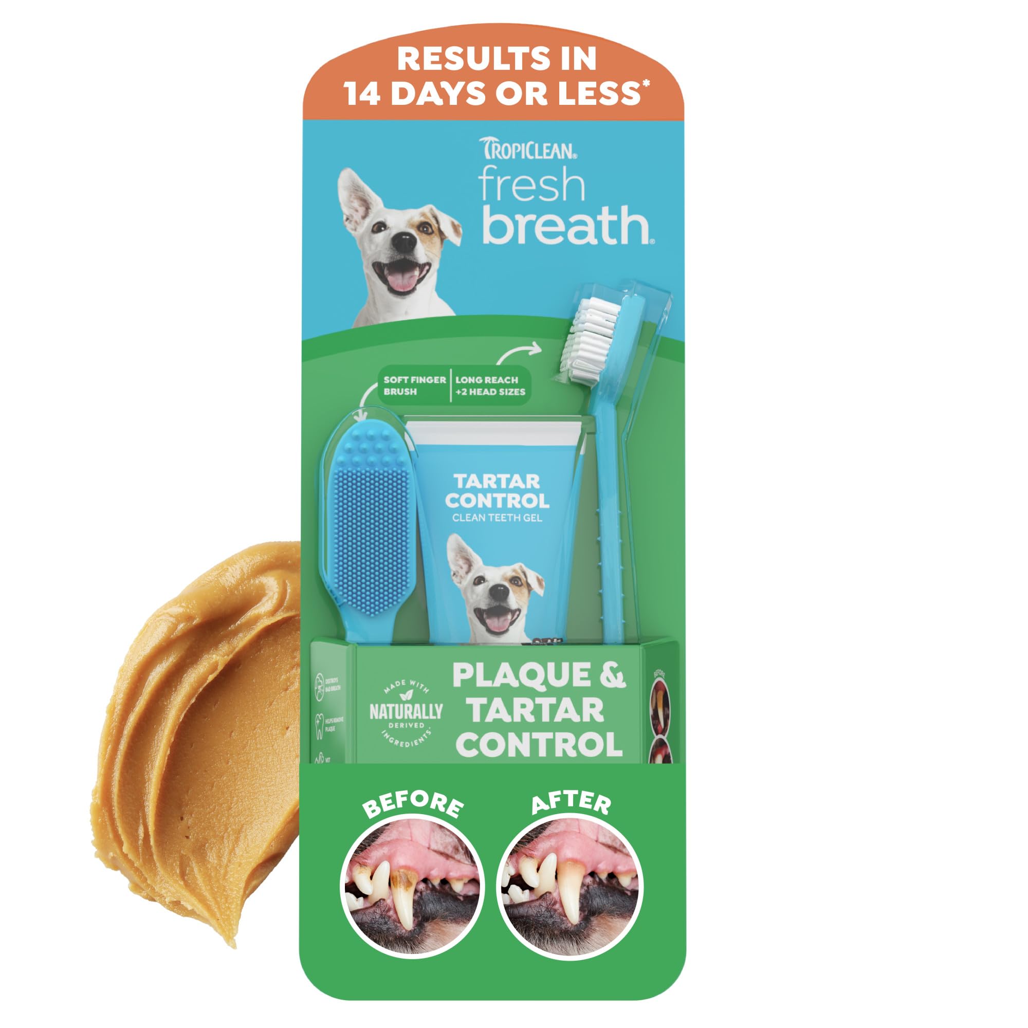TropiClean Fresh Breath Dog Tooth Brushing Kit, Peanut Butter Flavor
