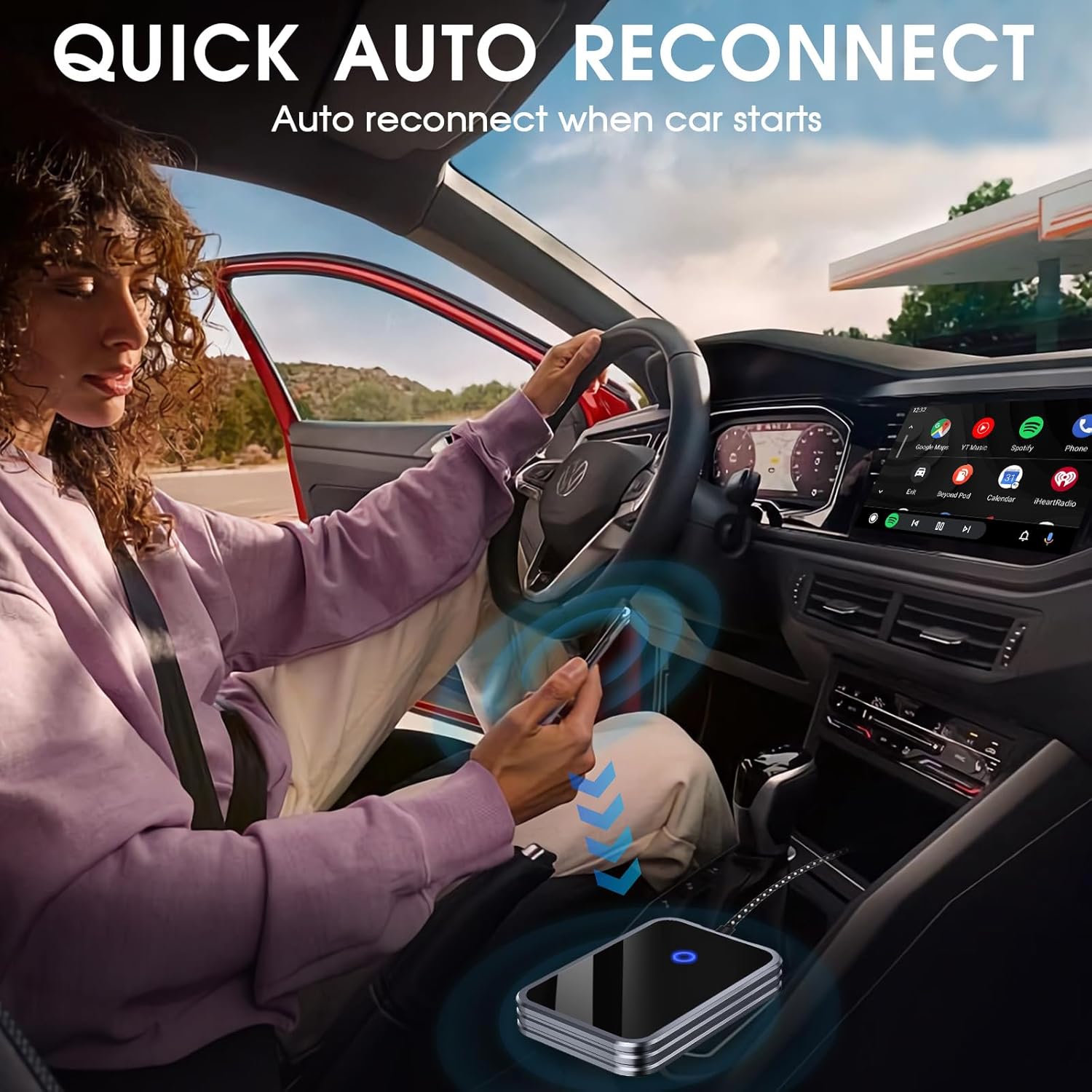 Wireless CarPlay Adapter & Android Auto Wireless Adapter, 2 in 1 Convert USB Bluetooth Wired to Wireless Dongle for OEM Wired CarPlay/Android Auto Cars-Stable Connect to Android & iPhone (Slate Gray)
