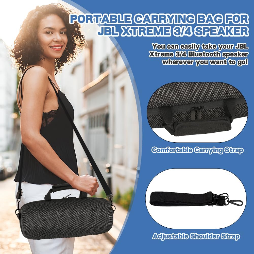 Carrying Hard Case Replacement for JBL Xtreme 4/Xtreme 3 Portable Wireless Bluetooth Speaker, Travel Protective Storage Bag with Shoulder Strap - Black - Image 5