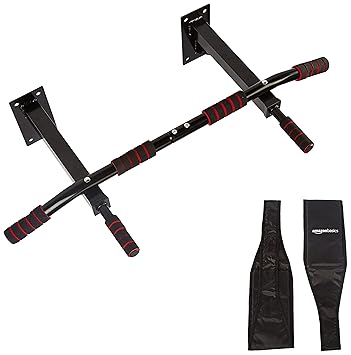 AmazonBasics Wall Mounted Pull Up Bar with AB Straps for Chin-ups and Exercise