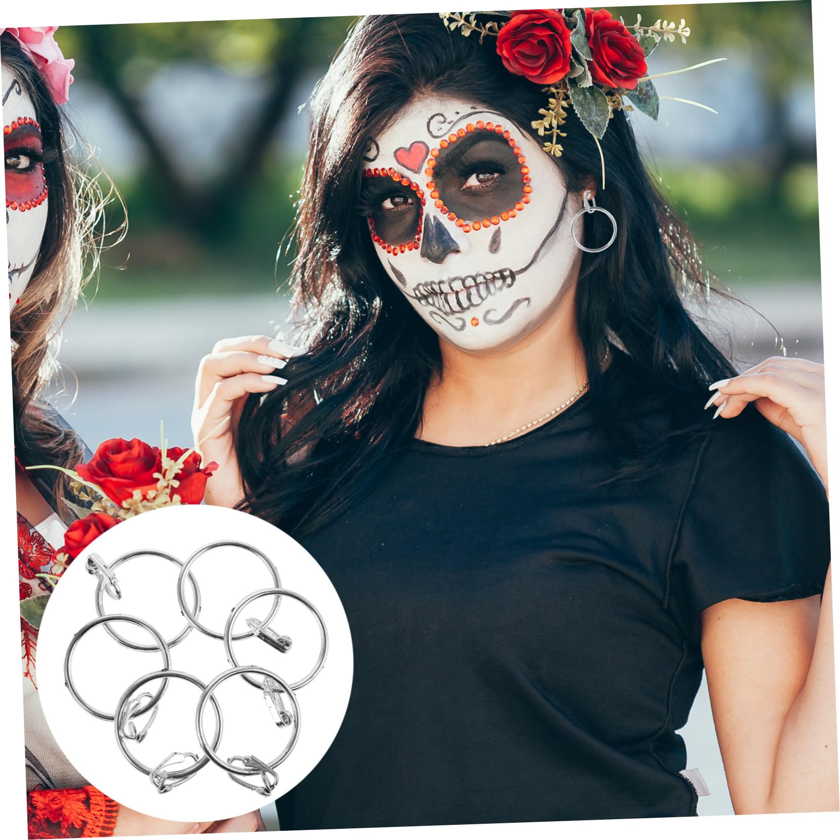 NOLITOY 50Pcs Pirate Earrings for Cosplay Halloween Costume Party Accessories Pirate Themed Hoop Earrings for Dress Up and Decoration