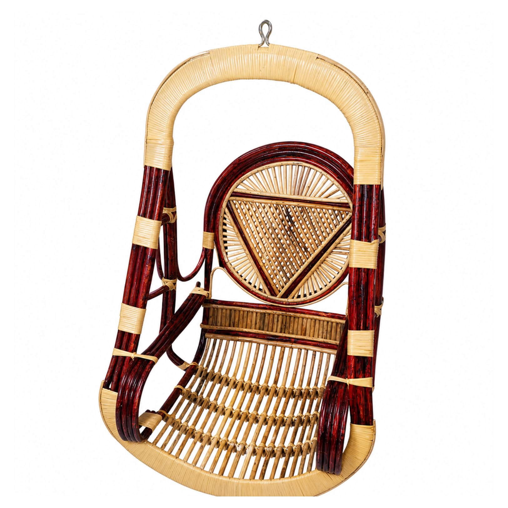Cane & Craft Handcrafted Bamboo Cane Swing Chair (Jhula) for Home & Balcony, Natural Rattan Weaving, 200 Kg Load Capacity, 126 x 66 x 64 cm with Chain (140 cm) – Indoor Hanging Swing-image-22