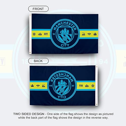 Miniatura 2 de Desert Cactus Bandera de Manchester City MCFC, 100% poliéster, para interiores y exteriores, 3 x 5 pies, bandera A