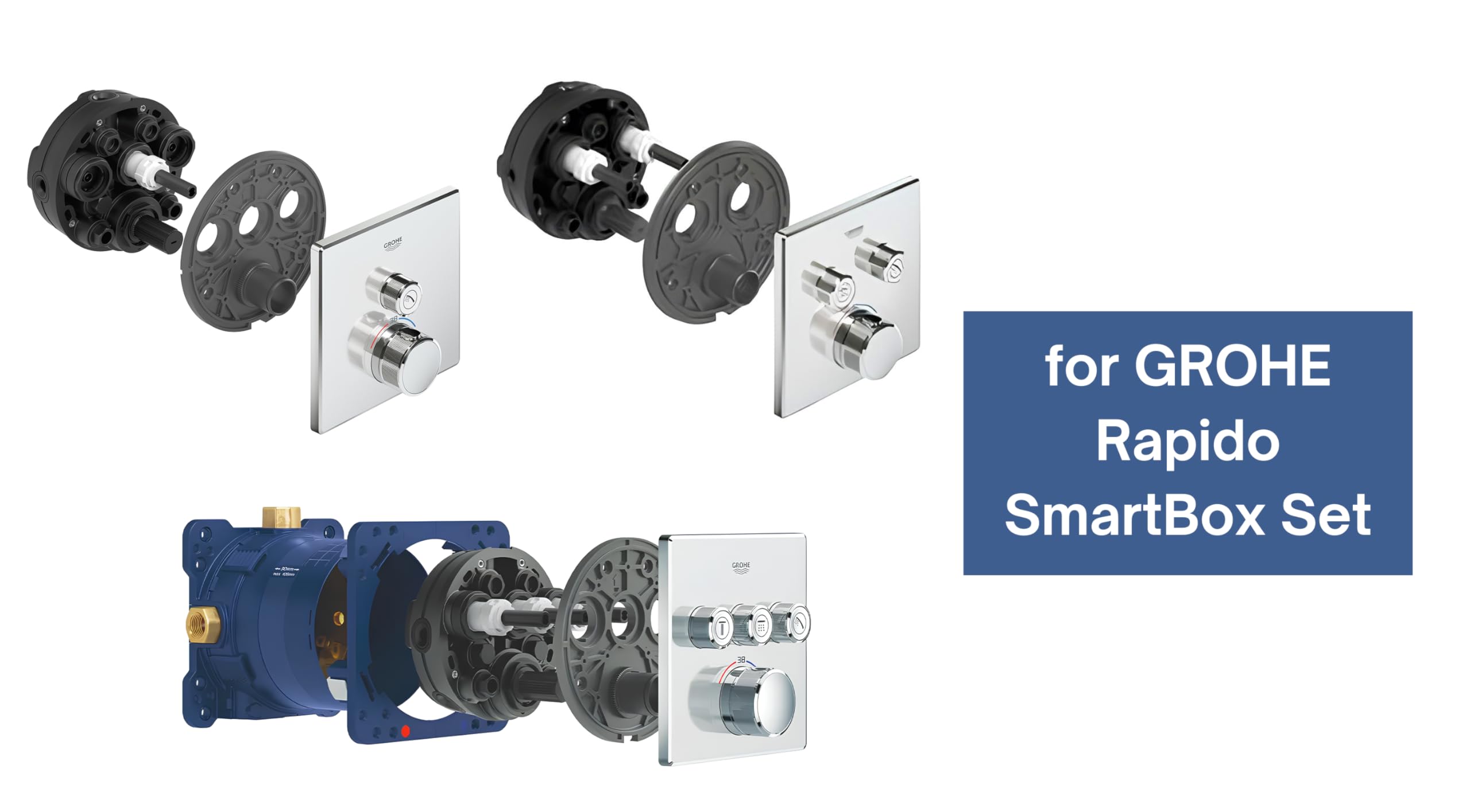 Tiges d'extension pour GROHE Smart Control, longueur 100 mm, pour rapide SmartBox Set Pièces durables se coupent à la longueur désirée