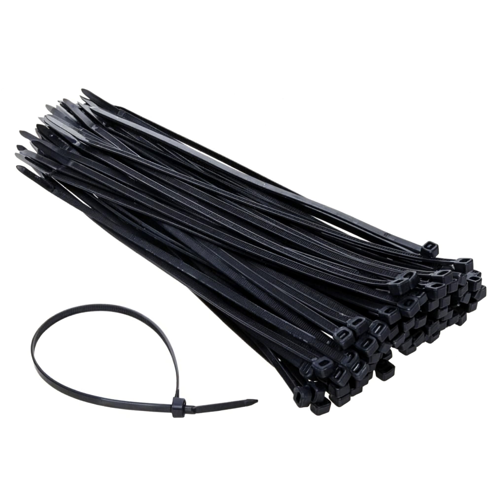 Black Cable Ties 300mm x 4.8mm (200 Pack) – Extra Long & Strong Nylon Zip Ties, Heavy Duty Self-Locking Tie Wraps, UV Resistant for Cable Management, Garden, Home, Office, DIY & Electrical Use