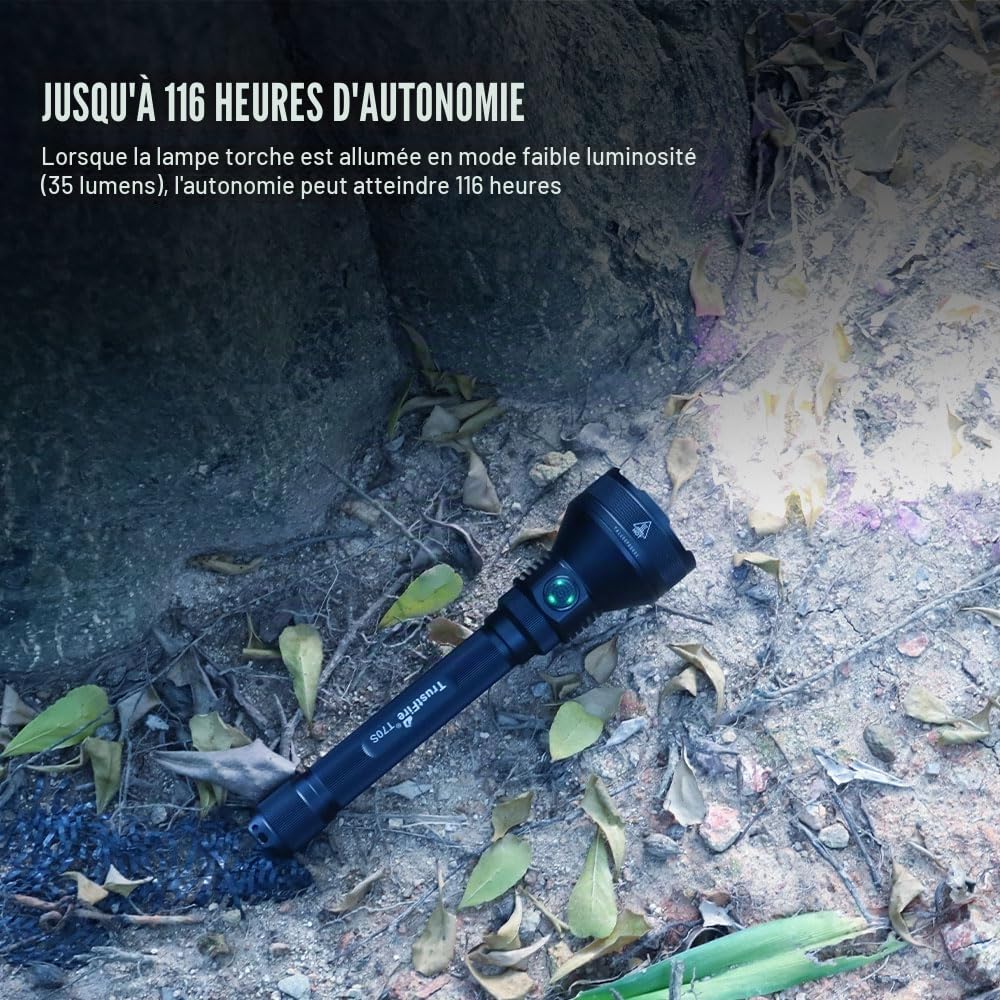 TrustFire T70S Kit Lampe Tactique, Lampe de Poche LED, 2350 Lumens Haute Puissance, Rechargeable, Longue Portée 1050m, IPX8, Idéale pour la Chasse, la Recherche et le Secours, le Camping, Randonnée