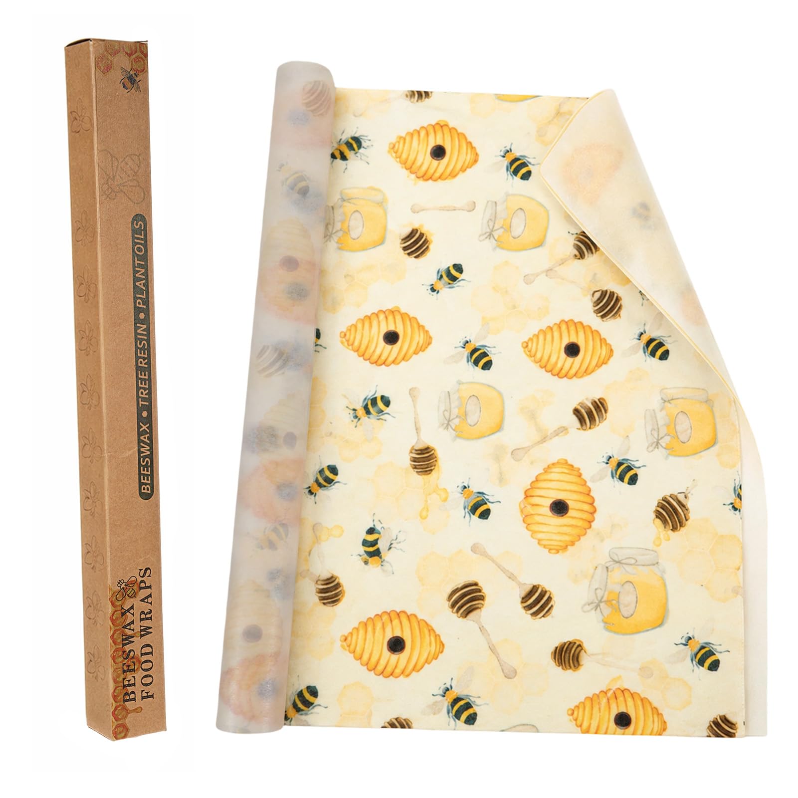 KFHENSOMR Beeswax Food Wrap Roll, 33 x 100 cm Cut-to-Size Reusable Organic