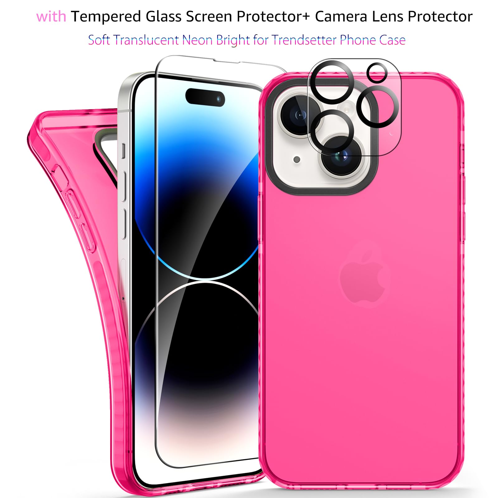 Funda transparente de neón para iPhone 14 de 6,1 pulgadas, bonita funda de teléfono con diseño retro vibrante para mujer, accesorios de los años 80, funda protectora de cámara de silicona suav