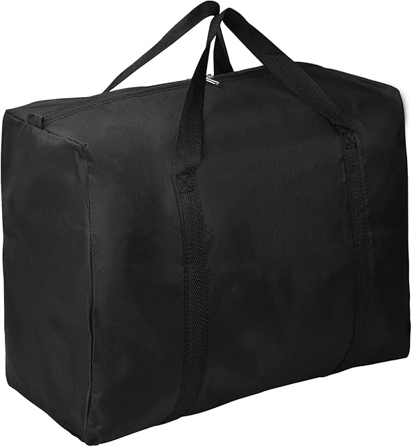 180L Extra Large Storage Bags with Zips Handles, Waterproof Underbed Storage Organizer Bag, Heavy Duty Laundry Bag Packing Bag, Jumbo Handy Storage Bag for Clothes Bedding Duvets Travel Moving (Black)