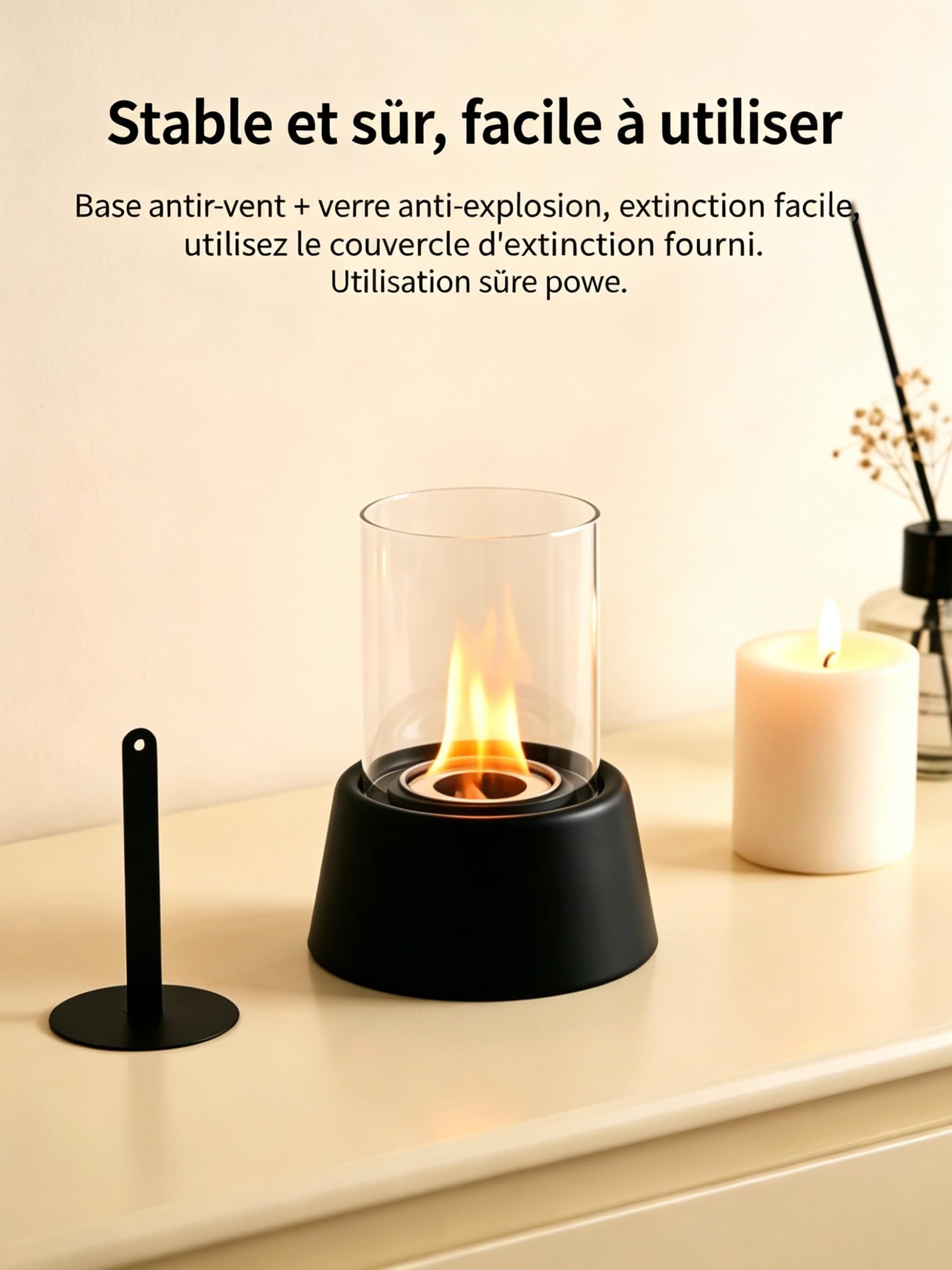 Brasero De Table - Décoration Design intérieur Portable - Cheminée Table Design bioéthanol - Idéal pour Camping Cour Chambre à Coucher Chevet Fête d'anniversaire Jardin Balcon