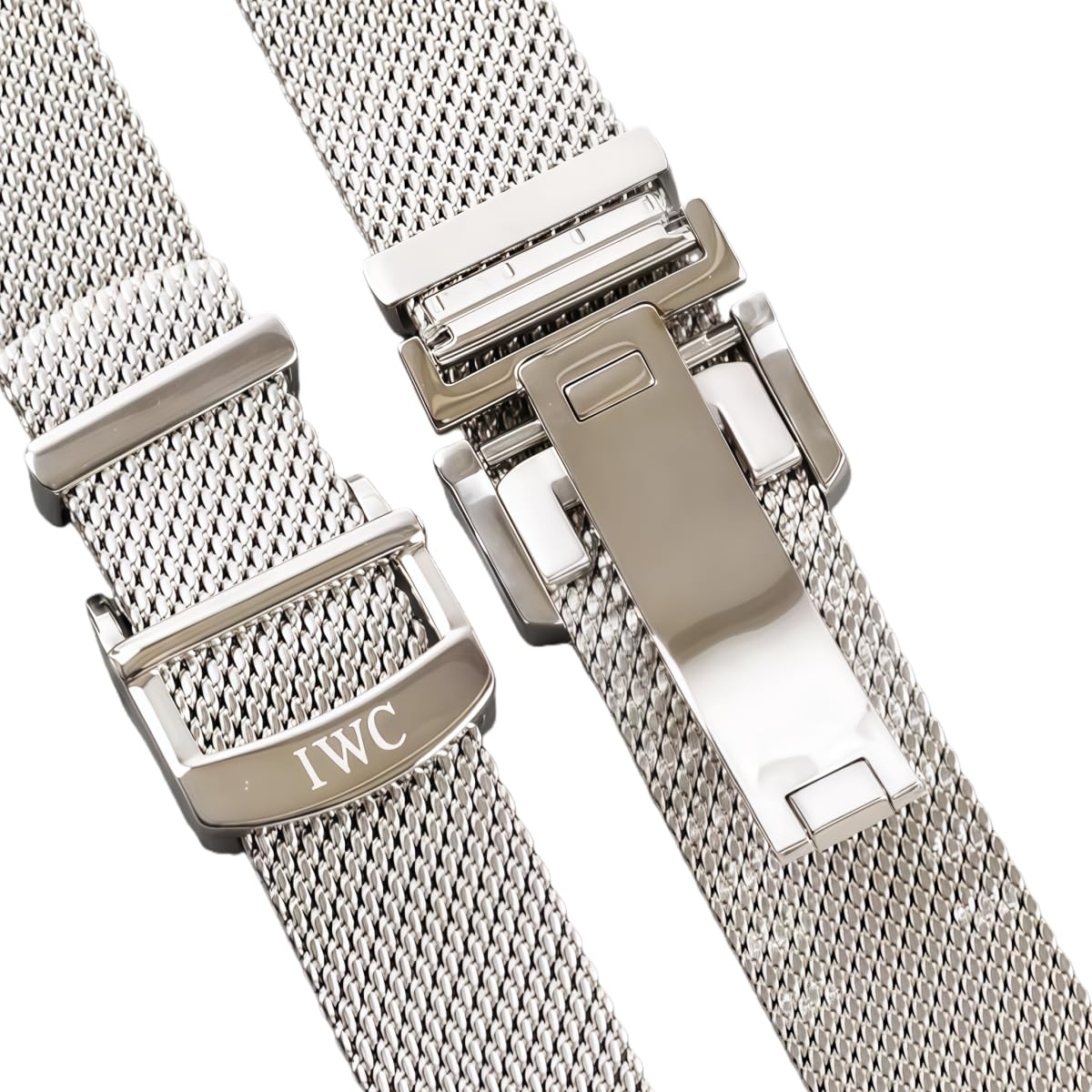 Bransoleta Mesh Stal Nierdzewna 20mm 22mm Proste Końce, Metalowy Pasek Zapięcie Zatrzaskowe dla IWC Portofino 22mm