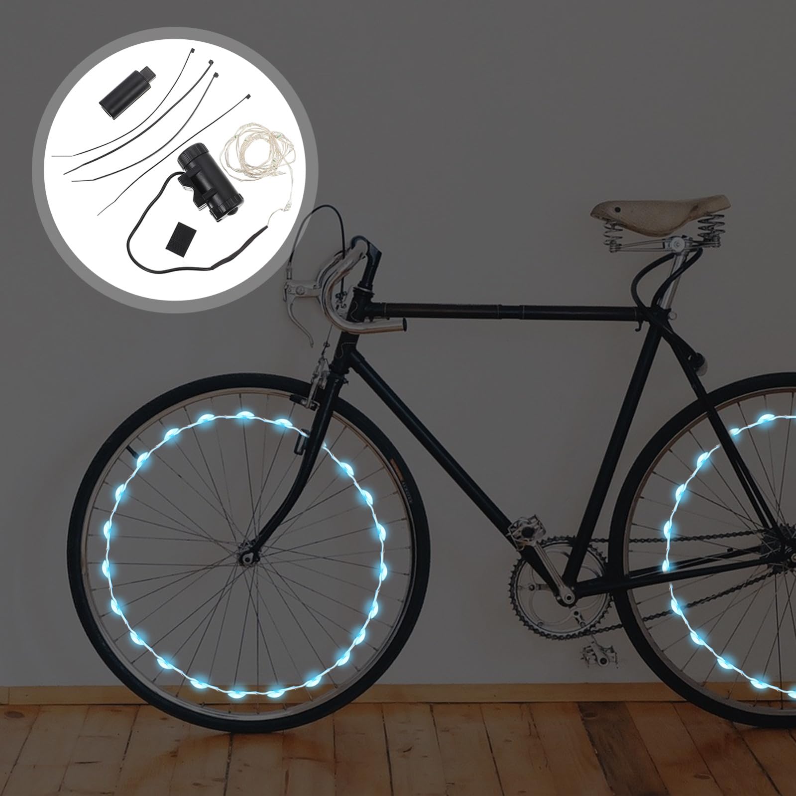 Toddmomy lumière de Pneu lumière LED Feux LED Pile Rechargeables LED Lights Lumière USB Signal réflecteurs Scooter Cycle dirigé Lampe à Rayons lumières étanches Abdos Black