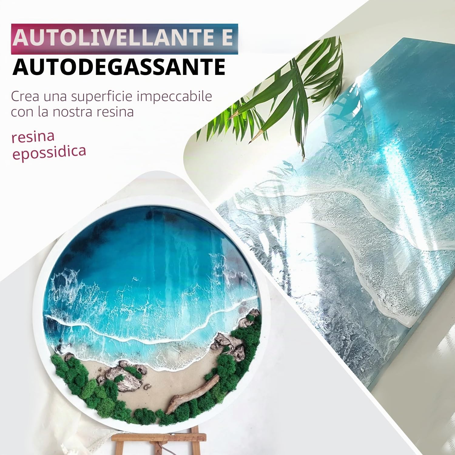 Resina Epossidica Trasparente Kit Principianti,3785ml 1:1 Resina Epoxy con Indurente per Creazi,Fai da Te, Legno, Decorazioni