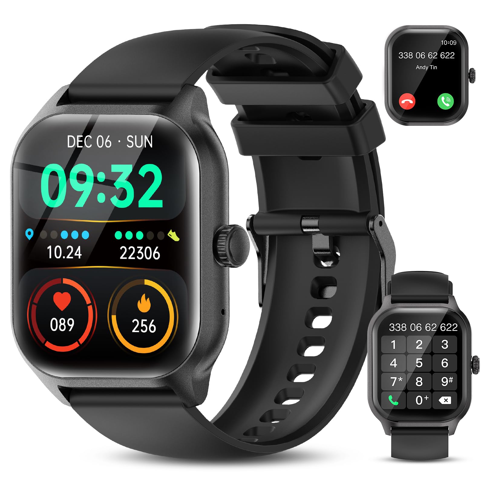 zaisia Smartwatch Uomo Donna con Chiamare/Rispondere, 2.01" Molteplici Modalità Sportive Orologio Smartwatch con Contapassi/Sonno/Cardiofrequenzimetro, IP68 Orologio Intelligente per Andorid iOS