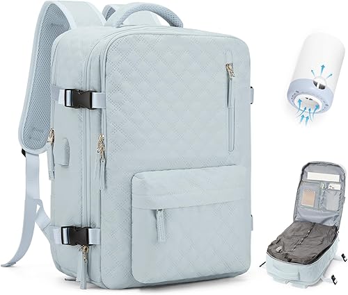 Vista 336 de VECAVE Mochila de viaje para laptop, mochila aprobada para vuelos,Mochila deportiva para universidad casual, E-peacockblue, Mochila para laptop