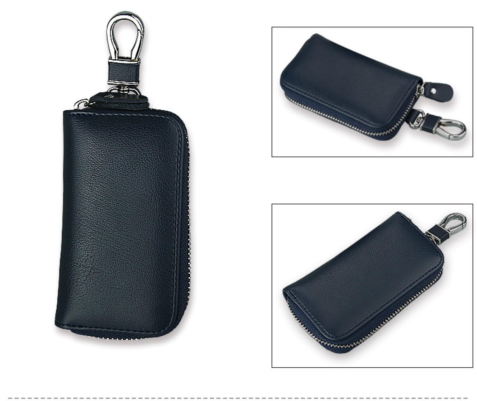 Etuis Porte-Clé Cuir, Pochette Porte Cles Cuir avec 6 crochet Clip,Pochette Porte Clef Cuir Porte-Clé Voiture Porte-monnaie Sac à poche Multifonctionnel