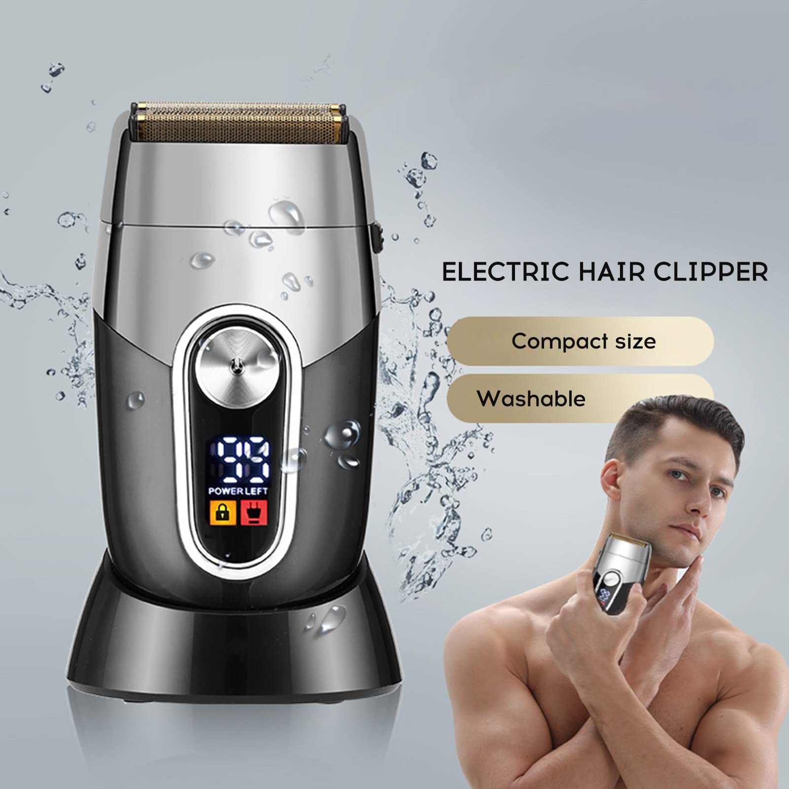 Brrnoo Tagliacapelli Elettrico Uomo, Rasoio Lavabile Ricaricabile | Base di Ricarica USB, Autonomia di 60 Minuti, Batteria 800 MAh, Testina Regolabile per Viso e Collo