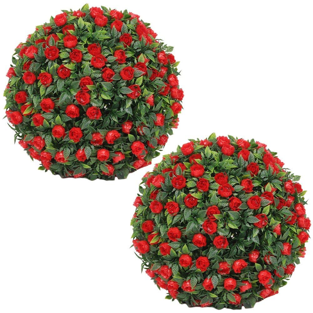 Sanfly Artificial Topiary Balls Realistic Leaf Grass Ball Hanging Grass Balls Decorative Greenery Ball for Garden Courtyard