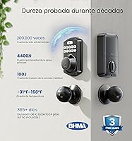 Vista 5 de Veise Cerradura de puerta de entrada sin llave con 2 perillas, cerrojo electrónico retroiluminado con asa, bloqueo automático, códigos únicos