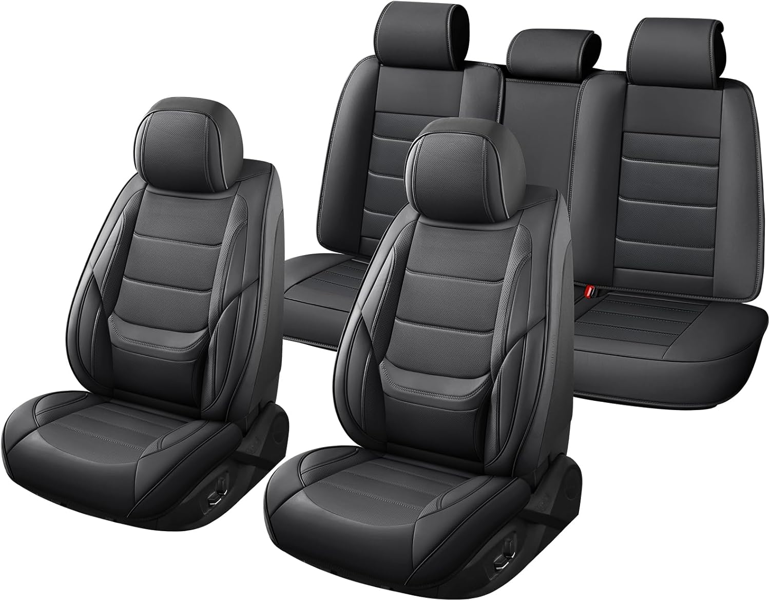Car Seat Covers Full Set Custom Fit for KIA Sorento 2003-2024 - Premium Faux Leather with Lumbar Support, Breathable, Anti-Slip & Wear-Resistant (Black,Full Set)