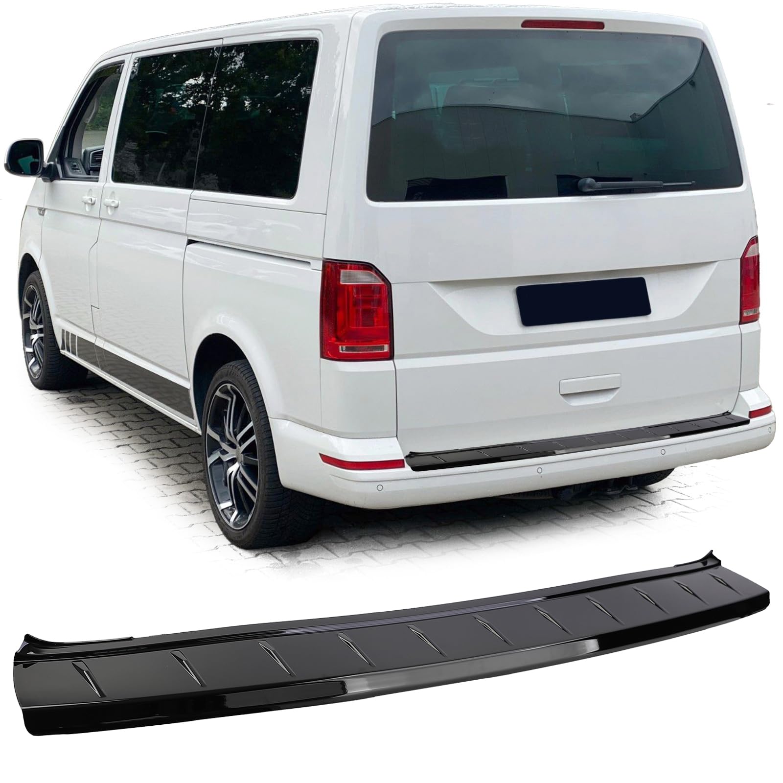 ABS Ladekantenschutz Stoßstange Schwarz Glanz für VW Bus T5 T6 mit Heckklappe