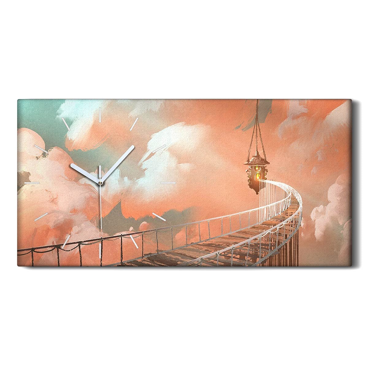 Horloge sur Toile Silencieuse Mains Blanches Tableau Moderne 60x30