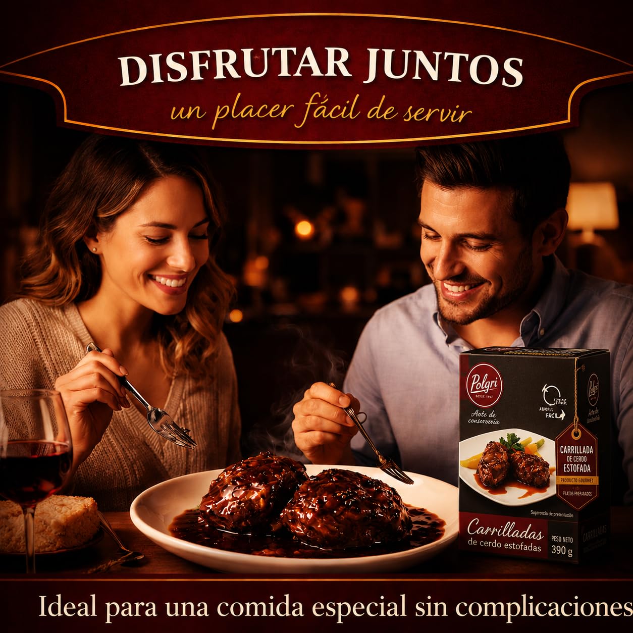 POLGRI Carrilladas de Cerdo Estofadas Conserva Gourmet Lata 390 g x 3 Carne Melosa Lista para Calentar