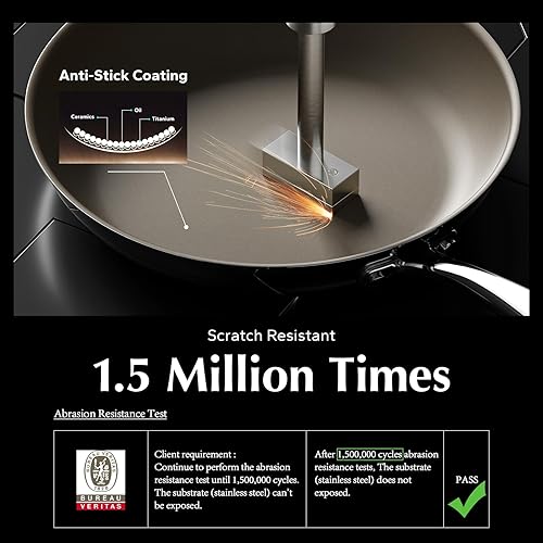 Miniatura 4 de Redchef Sartén antiadherente, sartén de titanio de 10 pulgadas, sartén de cerámica saludable, sartén no tóxica, sin PFAS PFOA y PTFE, apta para