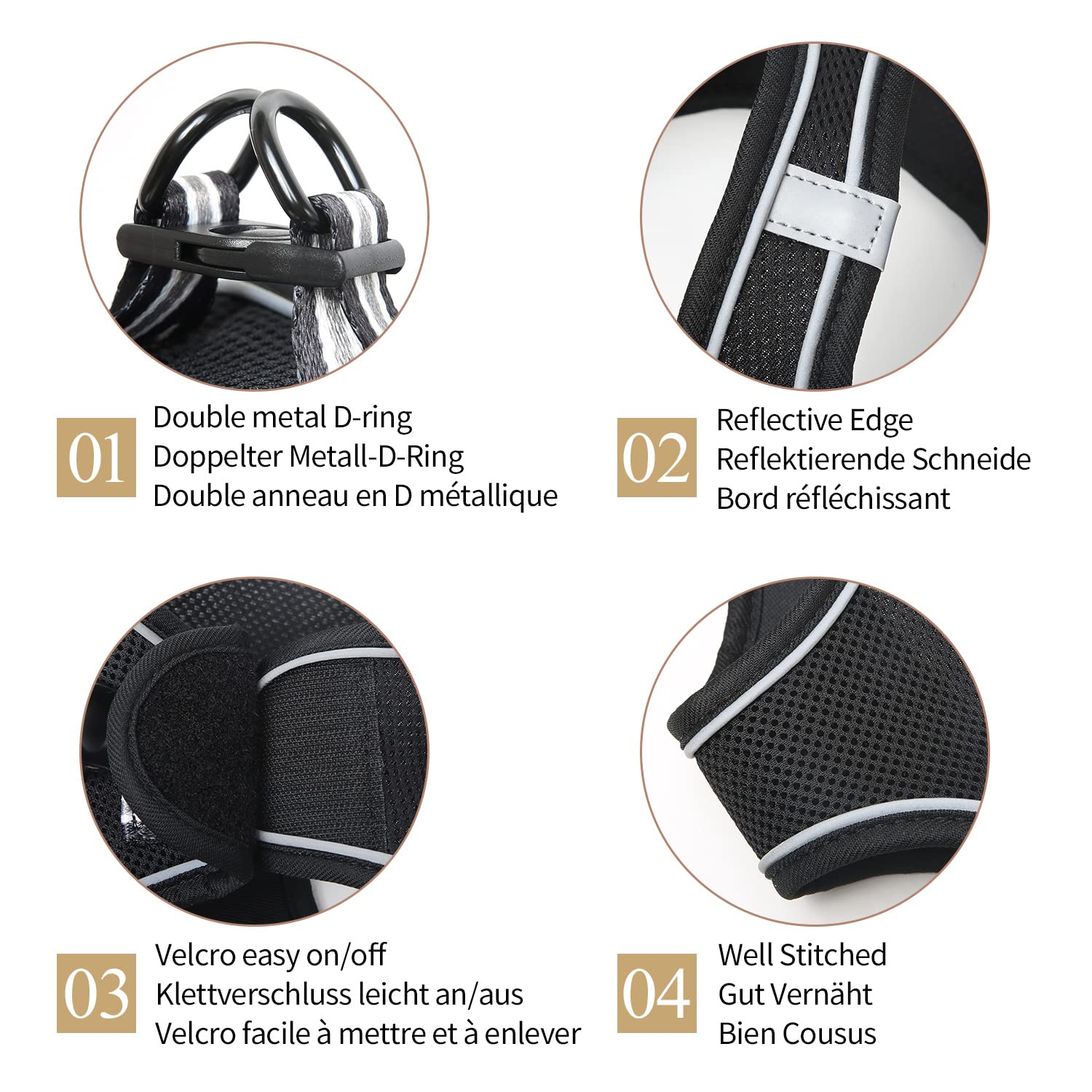 HEELE HEELE Dog Harness for Small Dogs, Soft Mesh Lightweight Breathable Reflective Anti-Escape Harness for Walking Outdoor Activities, Black, S in use