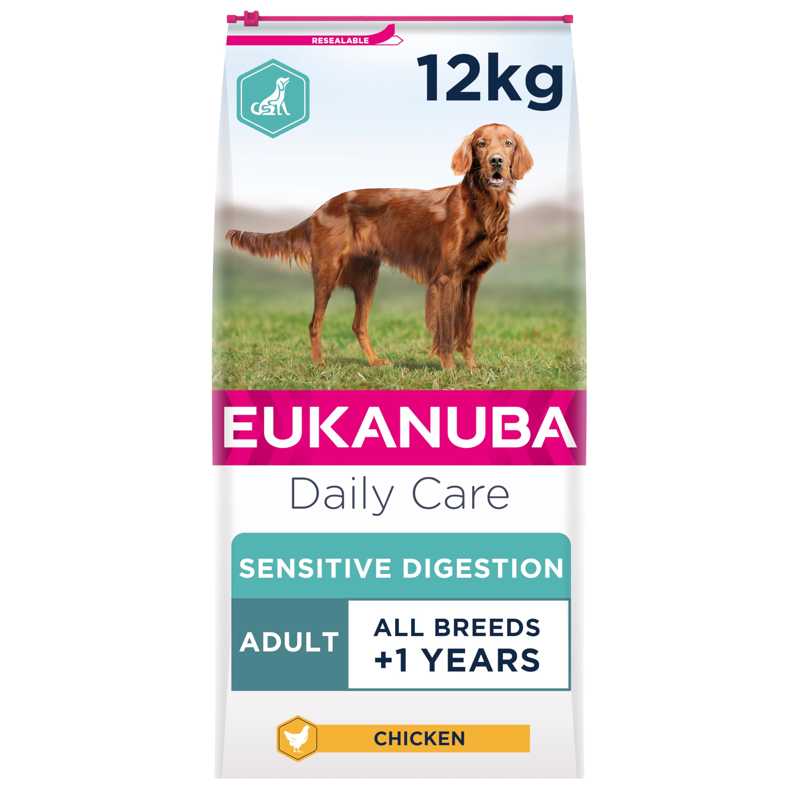 Eukanuba Daily Care Sensitive Digestion Hundefutter - Trockenfutter für Hunde mit sensibler Verdauung, Magenfreundlich mit leicht verdaulichem Reis, 12,5 kg