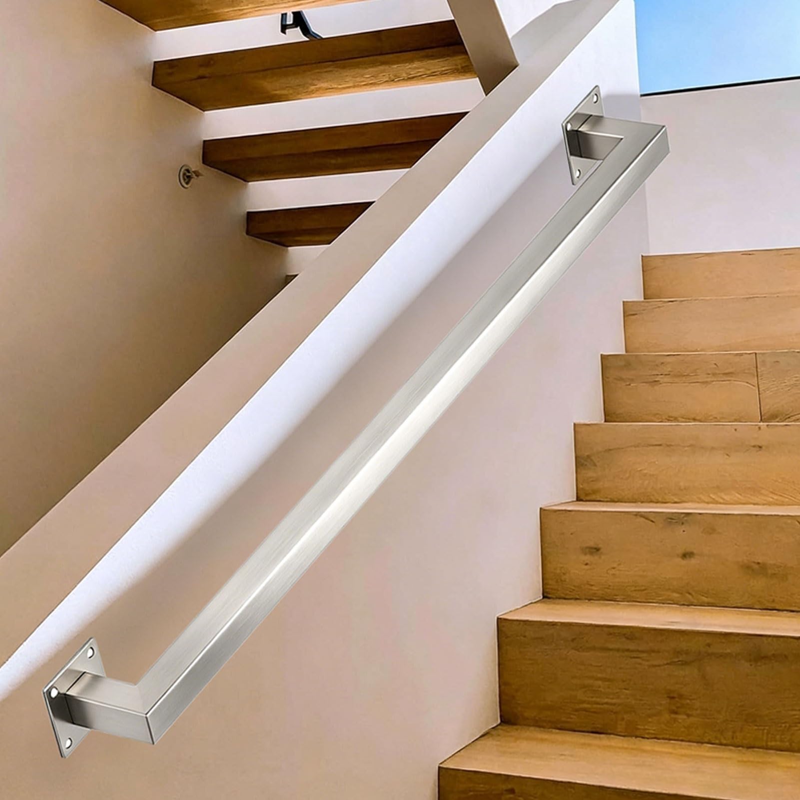Outdoor Stair Railing 1m 2m 2.5m 3m 5m Stainless Steel Hand Rails for Indoor Steps Wall Mount Staircase Banister, Non-Slip Grab Rail(14ft/420cm)
