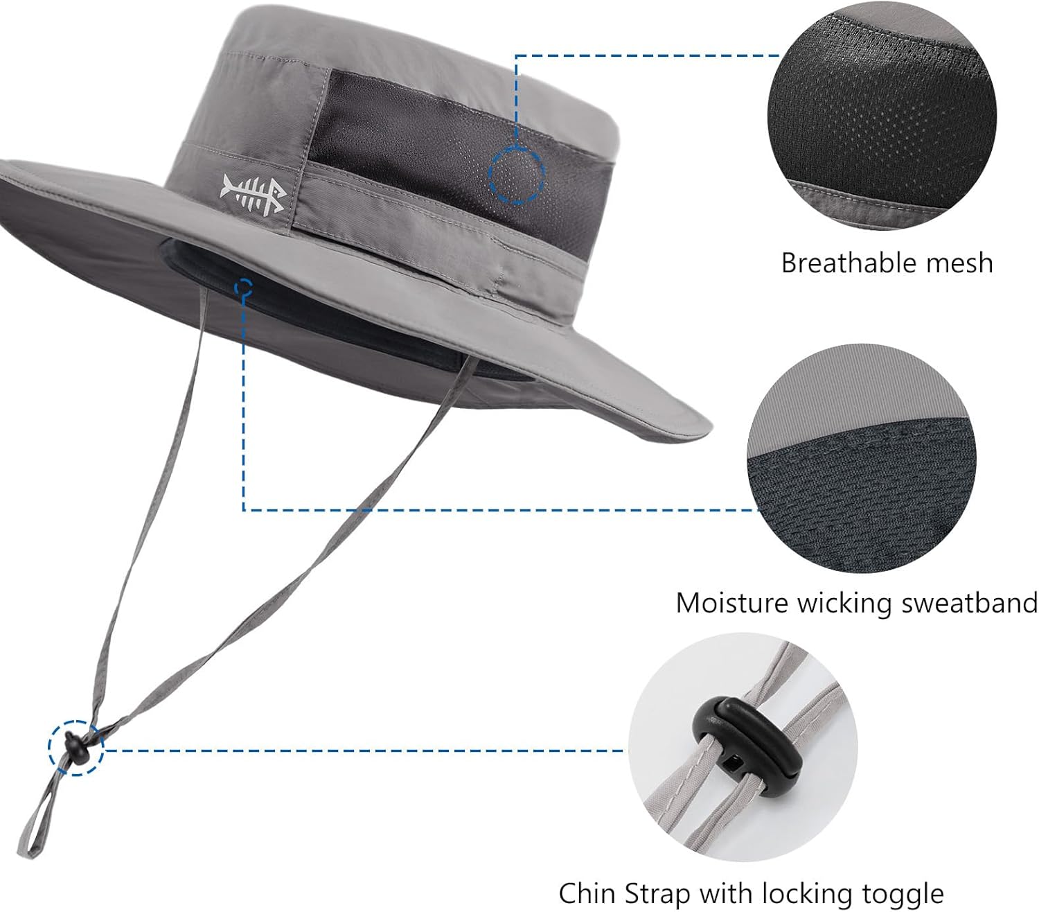 BASSDASH UPF 50+ Fishing Sun Hat Water Resistant Unisex Wide Brim Bucket Boonie Hat for Hiking Camping Safari FH15 - Image 5