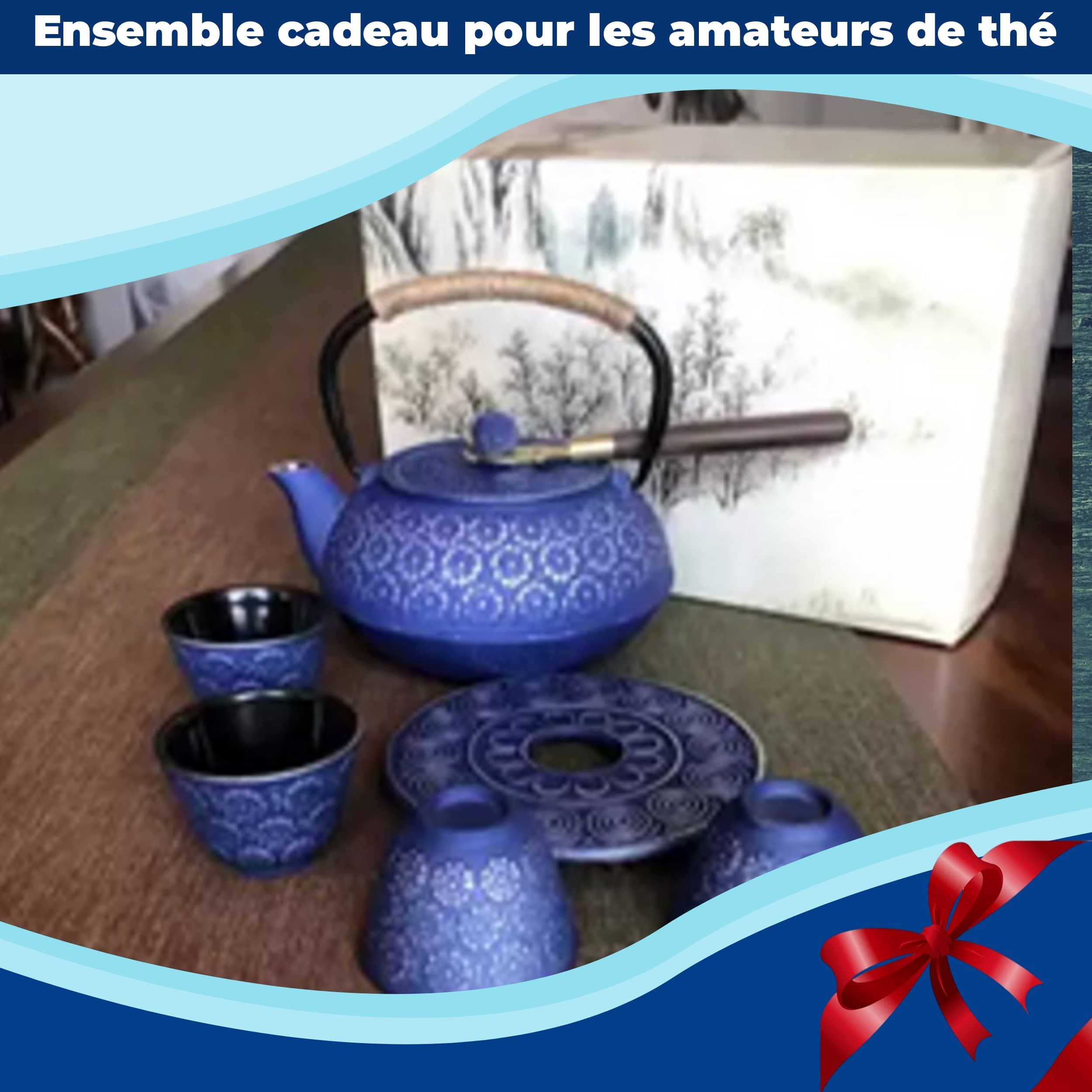 Théière japonaise en fonte, infuseur en acier inoxydable pour thé en vrac, construction durable, intérieur émaillé, 1000 ml