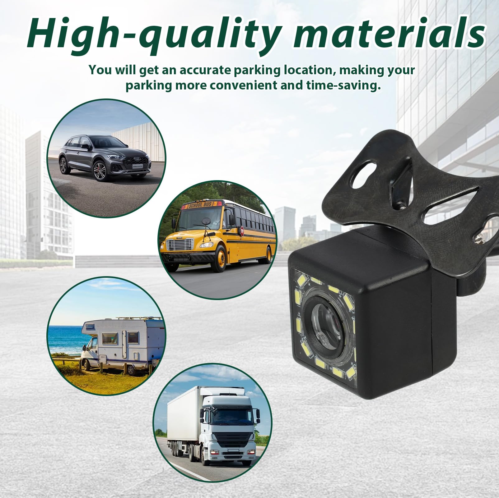 Car Rear View Backup Camera 170° Wide Angle CMOS – Waterproof IP66 With 12 LED Lights, Wired