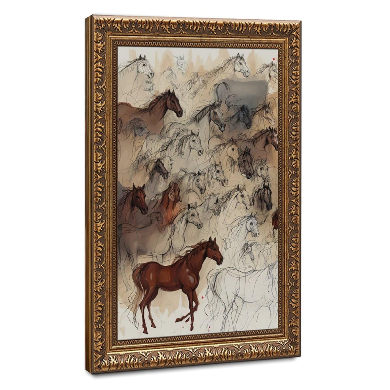 Bareronor Herd of Horses Abstract Canvas Poster Bedroom Decor Landscape Office Room Decor Gift 12" L X 18" W