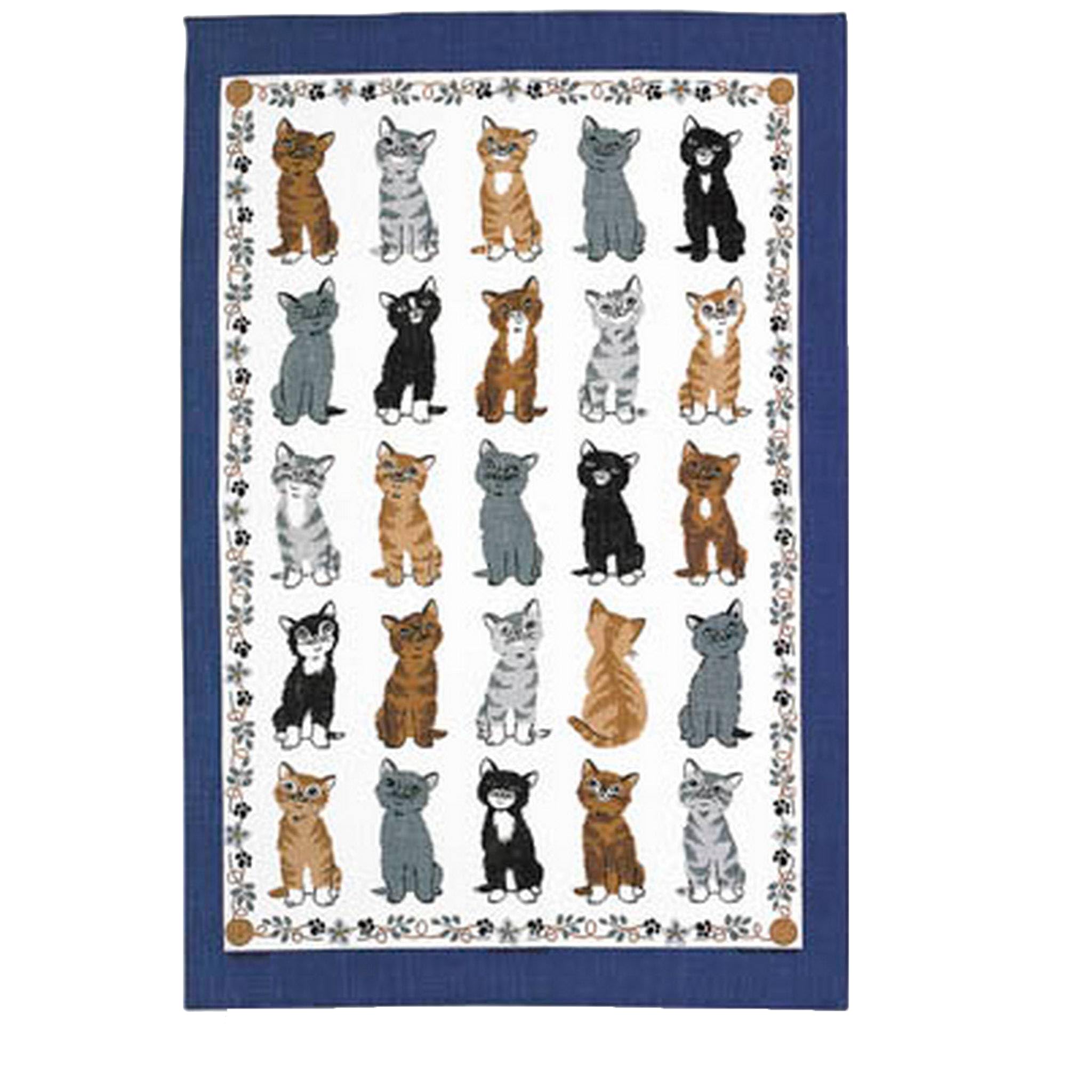 Ulster Weavers Blue - Cute & Vintage Cats Tea Towel (74 X 48Cm) - 100% Cotton - Washable - Navy Dish Cloths/Dish Towel With Cats - Cat Tea Towel Gifts - Kitchen Accessories & Decor - Cat Lovers Gifts