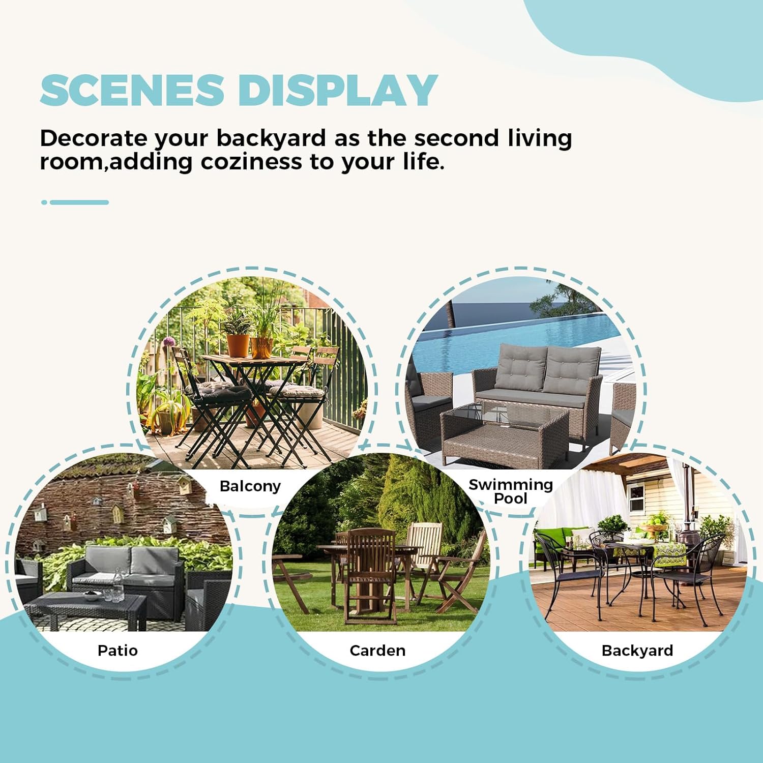 DANGHOOGY Outdoor Bench Cushions, Waterproof Patio Loveseat Cushions for Outdoor Furniture, Thick Love Seat Bench Cushions, 44" x 19" x 5", Teal