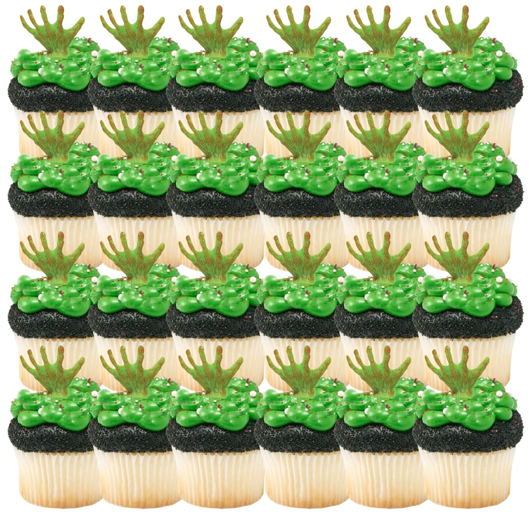 Halloween Party Tombstone Graveyard Grabbing Hands Spooky Cupcake Picks - 24 pcs