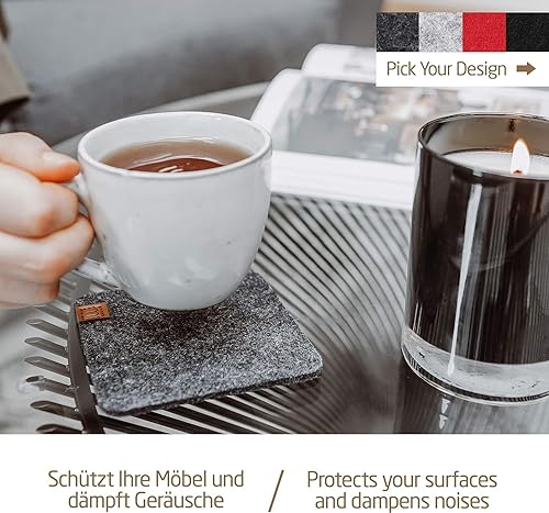 Miniatura 3 de Posavasos de fieltro y cuero con forma de piedra para gafas  Posavasos de vidrio Oekotex sostenibles hechos de fieltro  10 posavasos para bebidas,