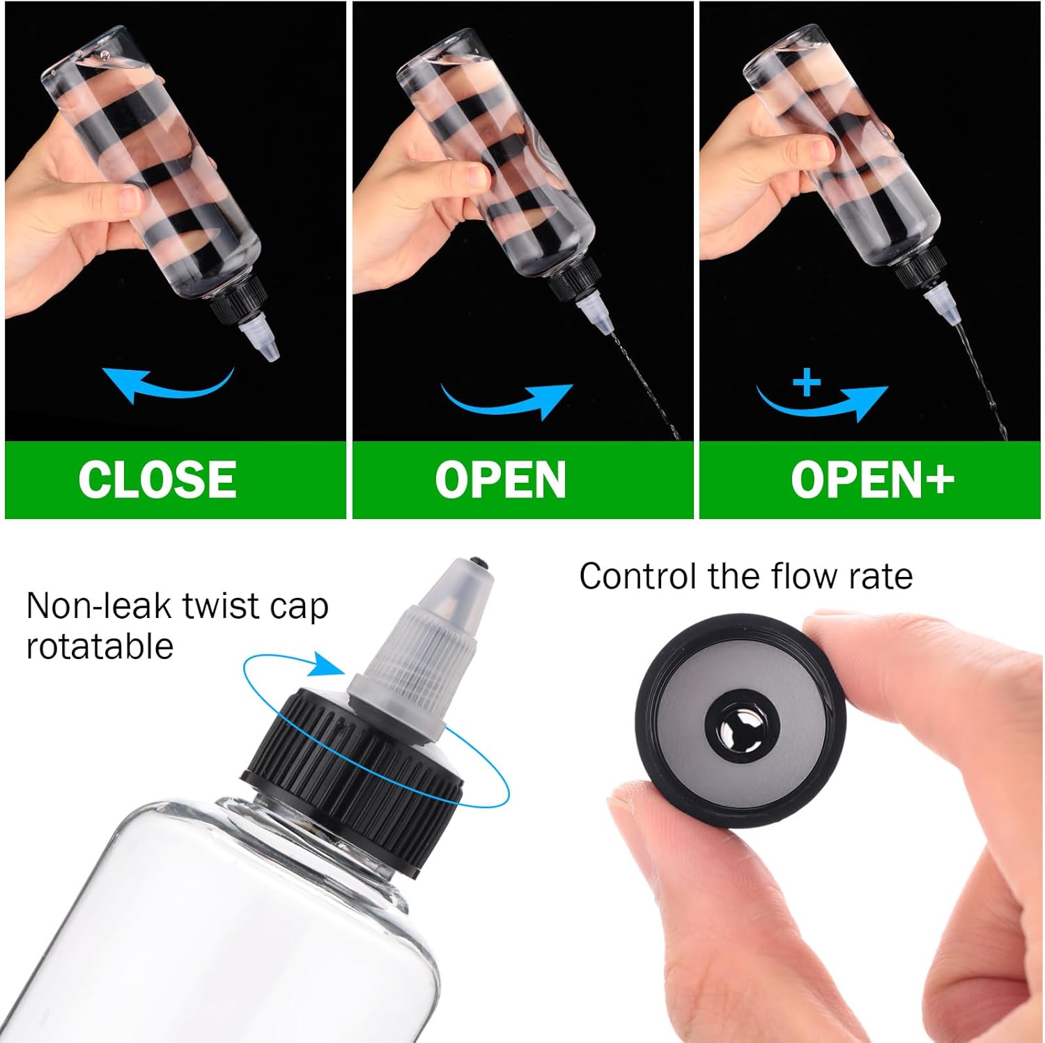 Irenare 80 Pcs Plastic Squeeze Bottles for Liquids 8.5 oz Clear Oil Dispenser Bottles with Twist Top Caps for Liquid, Oils, Paint, Ink, Household, Kitchen