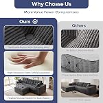 MAXYOYO 104" L Shaped Modular Sectional Sofa with Ottoman, Tufted Boneless Couch with Layered Cushion, Upholstered Flexible Module Combination Sofa, No Assembly, Dark Drey